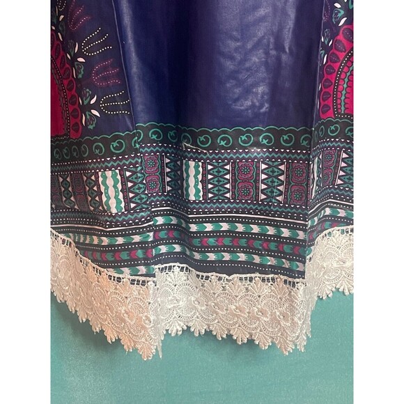 The African Star Traditional Unisex Dashiki Navy Blue w/White Lace New Tags OSFM - Picture 4 of 8